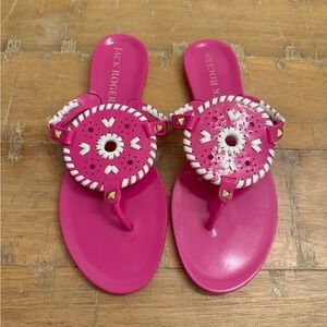 Jack Rogers Bright Pink Whipstitch Medallion Sandals